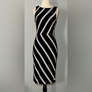 White House Black Market Striped Bodycon Midi Dress Size 2